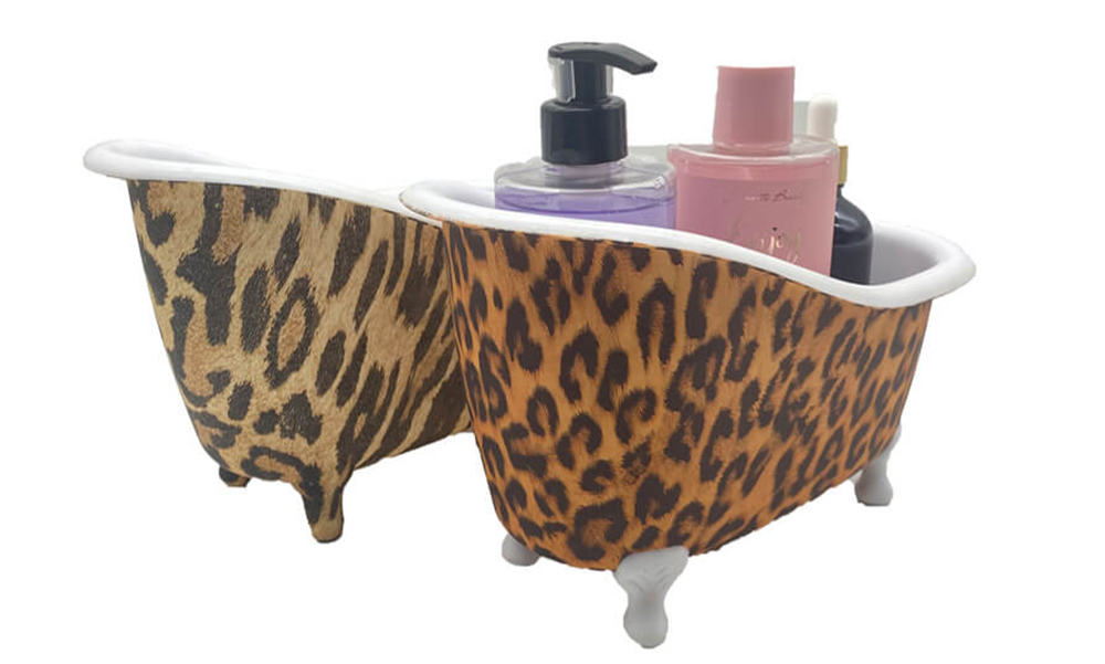 Leopard Print Plastic Mini Bathtub Container